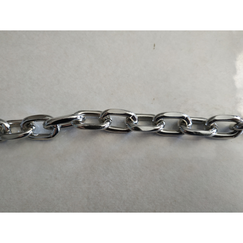 Ланцюжок сумковий якорний алюмінієвий нікель ширина зовнішній 22 мм, висота зовнішня 14 мм, товщина 4 мм