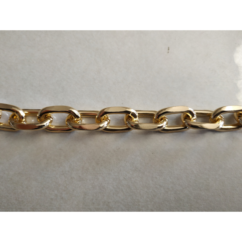 Ланцюжок сумковий якорний алюмінієвий золото ширина зовнішній 22 мм, висота зовнішня 14 мм, товщина 4 мм