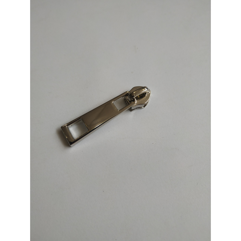 Бігунок сумковий без фіксатора на спіральну блискавку No7 нікель