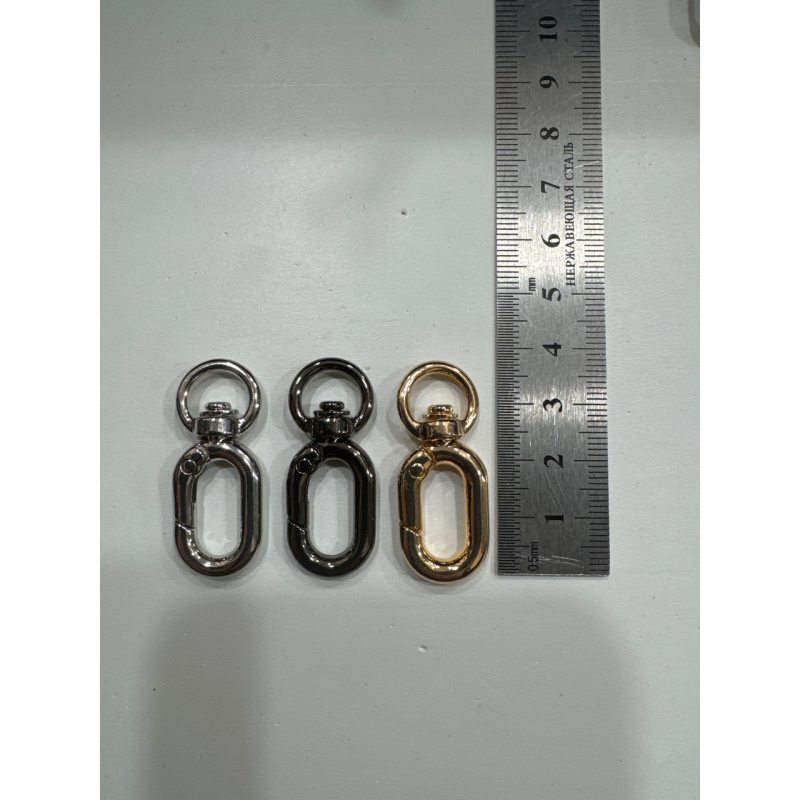 Карабін сумковий 10 мм вушко, довжина 38 мм Нікель Карабін сумковий 10 мм вушко, довжина 38 мм Нікель